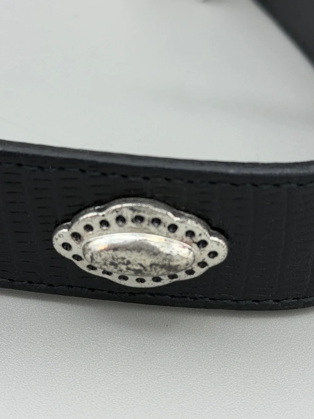 Talbots Black Textured Leather Belt with Silver-Tone Buckle and Conchos - Picture 16 of 16